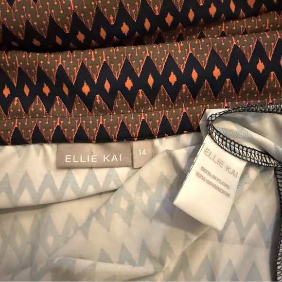 EUC Ellie Kai Ikat Print Ellie Foldover Waistband Stretch Knit Skirt - Picture 3 of 4